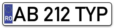 Placuta inmatriculare numar auto  AB-212-TYP, AB 212 TYP, AB212TYP