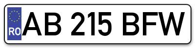 Placuta inmatriculare numar auto  AB-215-BFW, AB 215 BFW, AB215BFW