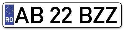 Placuta inmatriculare numar auto  AB-22-BZZ, AB 22 BZZ, AB22BZZ