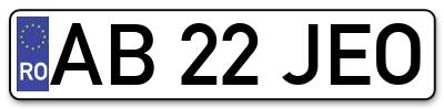 Placuta inmatriculare numar auto  AB-22-JEO, AB 22 JEO, AB22JEO