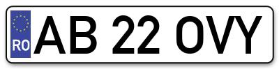 Placuta inmatriculare numar auto  AB-22-OVY, AB 22 OVY, AB22OVY