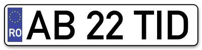 Placuta inmatriculare numar auto  AB-22-TID, AB 22 TID, AB22TID