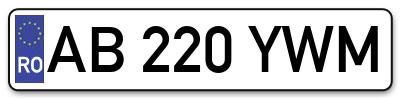 Placuta inmatriculare numar auto  AB-220-YWM, AB 220 YWM, AB220YWM