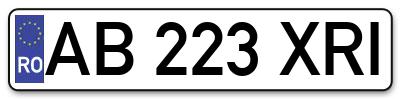 Placuta inmatriculare numar auto  AB-223-XRI, AB 223 XRI, AB223XRI