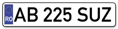 Placuta inmatriculare numar auto  AB-225-SUZ, AB 225 SUZ, AB225SUZ