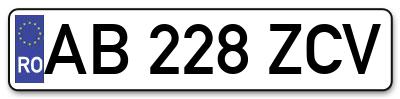 Placuta inmatriculare numar auto  AB-228-ZCV, AB 228 ZCV, AB228ZCV
