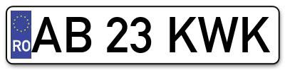 Placuta inmatriculare numar auto  AB-23-KWK, AB 23 KWK, AB23KWK