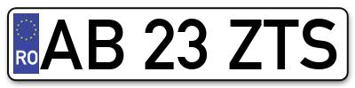 Placuta inmatriculare numar auto  AB-23-ZTS, AB 23 ZTS, AB23ZTS