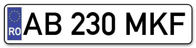 Placuta inmatriculare numar auto  AB-230-MKF, AB 230 MKF, AB230MKF