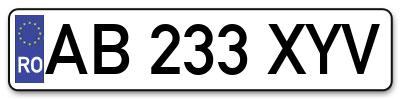 Placuta inmatriculare numar auto  AB-233-XYV, AB 233 XYV, AB233XYV