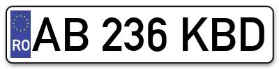 Placuta inmatriculare numar auto  AB-236-KBD, AB 236 KBD, AB236KBD