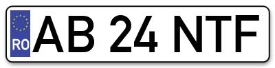 Placuta inmatriculare numar auto  AB-24-NTF, AB 24 NTF, AB24NTF