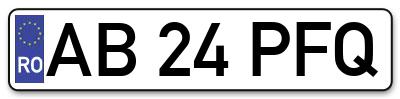 Placuta inmatriculare numar auto  AB-24-PFQ, AB 24 PFQ, AB24PFQ