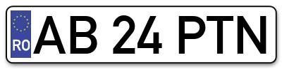 Placuta inmatriculare numar auto  AB-24-PTN, AB 24 PTN, AB24PTN