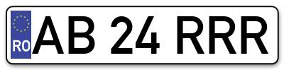 Placuta inmatriculare numar auto  AB-24-RRR, AB 24 RRR, AB24RRR