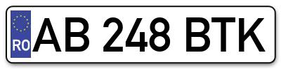 Placuta inmatriculare numar auto  AB-248-BTK, AB 248 BTK, AB248BTK