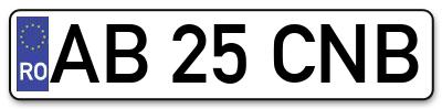 Placuta inmatriculare numar auto  AB-25-CNB, AB 25 CNB, AB25CNB