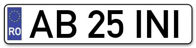 Placuta inmatriculare numar auto  AB-25-INI, AB 25 INI, AB25INI