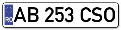 Placuta inmatriculare numar auto  AB-253-CSO, AB 253 CSO, AB253CSO