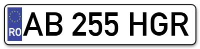 Placuta inmatriculare numar auto  AB-255-HGR, AB 255 HGR, AB255HGR