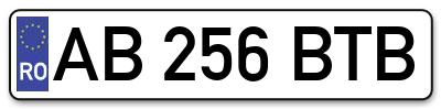 Placuta inmatriculare numar auto  AB-256-BTB, AB 256 BTB, AB256BTB