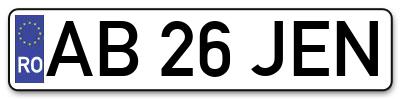Placuta inmatriculare numar auto  AB-26-JEN, AB 26 JEN, AB26JEN
