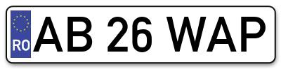 Placuta inmatriculare numar auto  AB-26-WAP, AB 26 WAP, AB26WAP