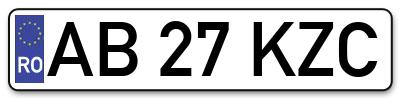 Placuta inmatriculare numar auto  AB-27-KZC, AB 27 KZC, AB27KZC
