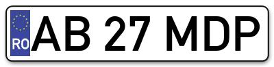 Placuta inmatriculare numar auto  AB-27-MDP, AB 27 MDP, AB27MDP