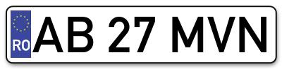 Placuta inmatriculare numar auto  AB-27-MVN, AB 27 MVN, AB27MVN