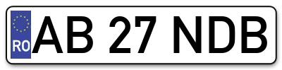Placuta inmatriculare numar auto  AB-27-NDB, AB 27 NDB, AB27NDB
