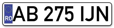 Placuta inmatriculare numar auto  AB-275-IJN, AB 275 IJN, AB275IJN
