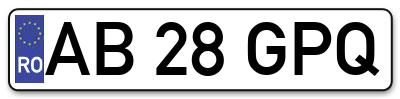 Placuta inmatriculare numar auto  AB-28-GPQ, AB 28 GPQ, AB28GPQ