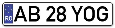 Placuta inmatriculare numar auto  AB-28-YOG, AB 28 YOG, AB28YOG