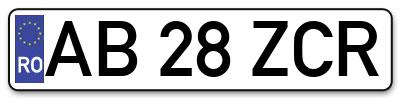 Placuta inmatriculare numar auto  AB-28-ZCR, AB 28 ZCR, AB28ZCR