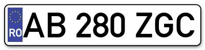 Placuta inmatriculare numar auto  AB-280-ZGC, AB 280 ZGC, AB280ZGC