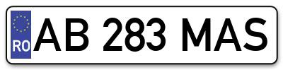 Placuta inmatriculare numar auto  AB-283-MAS, AB 283 MAS, AB283MAS