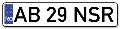 Placuta inmatriculare numar auto  AB-29-NSR, AB 29 NSR, AB29NSR