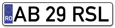 Placuta inmatriculare numar auto  AB-29-RSL, AB 29 RSL, AB29RSL