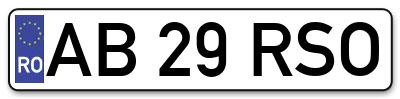 Placuta inmatriculare numar auto  AB-29-RSO, AB 29 RSO, AB29RSO