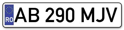 Placuta inmatriculare numar auto  AB-290-MJV, AB 290 MJV, AB290MJV