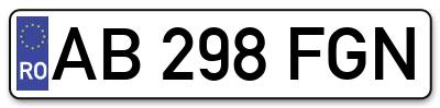 Placuta inmatriculare numar auto  AB-298-FGN, AB 298 FGN, AB298FGN