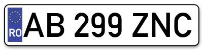 Placuta inmatriculare numar auto  AB-299-ZNC, AB 299 ZNC, AB299ZNC