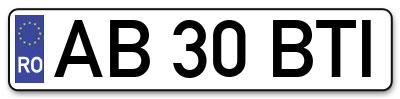 Placuta inmatriculare numar auto  AB-30-BTI, AB 30 BTI, AB30BTI