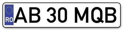 Placuta inmatriculare numar auto  AB-30-MQB, AB 30 MQB, AB30MQB