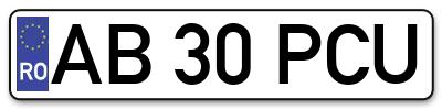 Placuta inmatriculare numar auto  AB-30-PCU, AB 30 PCU, AB30PCU