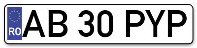 Placuta inmatriculare numar auto  AB-30-PYP, AB 30 PYP, AB30PYP