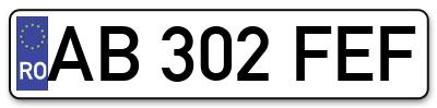 Placuta inmatriculare numar auto  AB-302-FEF, AB 302 FEF, AB302FEF