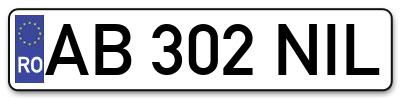Placuta inmatriculare numar auto  AB-302-NIL, AB 302 NIL, AB302NIL
