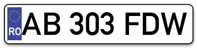 Placuta inmatriculare numar auto  AB-303-FDW, AB 303 FDW, AB303FDW